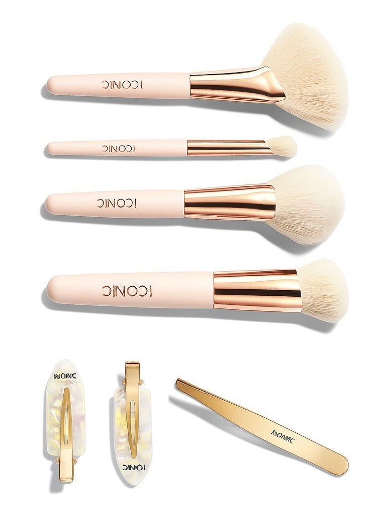 ICONIC London Professional Makeup Brush Set – 6 High-Quality Brushes with Stylish Pouch - Image 4